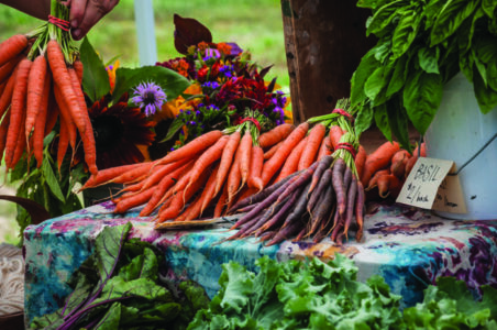 Carrots for sale at a farm stand